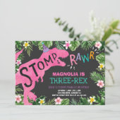恐竜のトリプレックスの誕生日招待状 ガール ディノ 招待状 (スタンド正面)