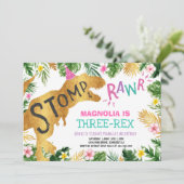 恐竜のトリプレックスの誕生日招待状 ガール ディノ 招待状 (スタンド正面)