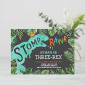 恐竜のトリプレックスの誕生日招待状 男の子ディノ 招待状 (スタンド正面)