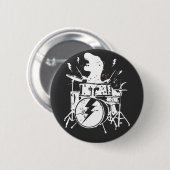 恐竜のドラム遊音楽のTレックス丸ボタン 缶バッジ (正面&裏面)