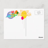 恐竜のハッピーバースデーは4郵便はがきを風船のようにふくらませます ポストカード (裏面)