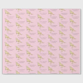 恐竜のハッピーバースデーパーソナライズされたガール名 ラッピングペーパー (フラット)