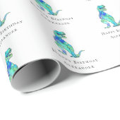 恐竜のハッピーバースデーパーソナライズされた少年の名前 ラッピングペーパー (ロールコーナー)