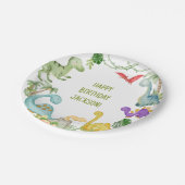 恐竜のハッピーバースデーパーティー ペーパープレート (アングル)