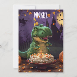 恐竜のハロウィン誕生日子供用カード 招待状