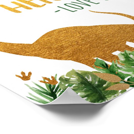 恐竜のハーブ誕生日食のテーブルサイン ポスター (角)