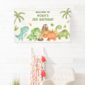 恐竜のバナー背景キッズボーイバースデーパーティー 横断幕 (インサイチュ)