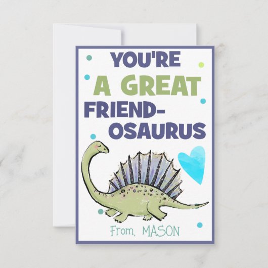 恐竜のバレンタインデー子供へンの友人 – オサウルス ノートカード (正面)