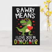 恐竜のバレンタインデー　ワォー　愛してるよ カード (黄色い花)