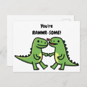 恐竜のバレンタイン シーズンポストカード (正面/裏面)