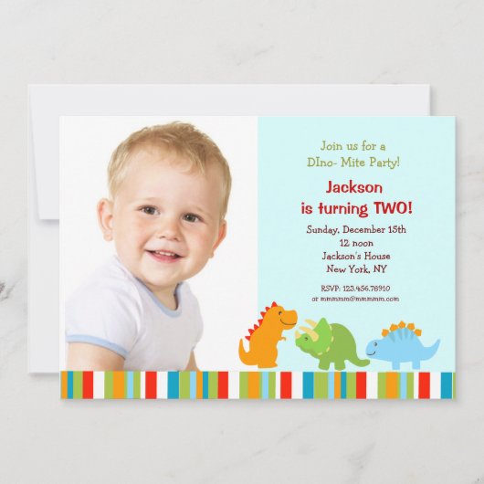 恐竜のバースデーパーティ招待状 招待状 (正面)