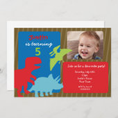 恐竜のバースデーパーティ招待状 招待状 (正面/裏面)