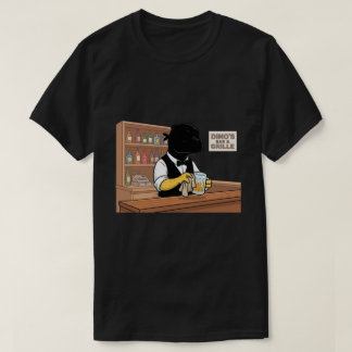 恐竜のバーテンダーがいるバー ビール 面白い カートゥーン Tシャツ