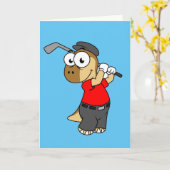 恐竜のパキセファロ遊サウルスのゴルフ。 カード (黄色い花)