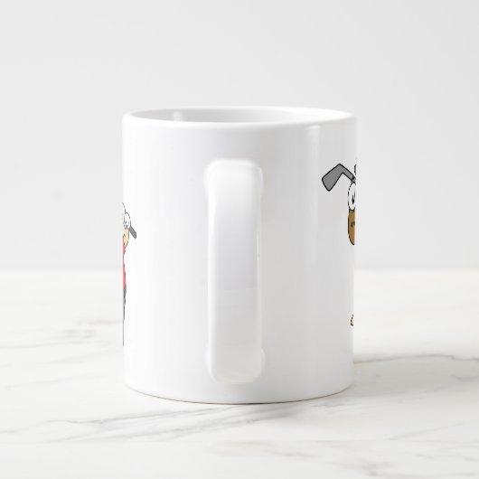 恐竜のパキセファロ遊サウルスのゴルフ。 ジャンボコーヒーマグカップ (裏面)