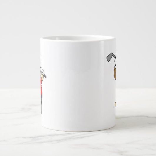 恐竜のパキセファロ遊サウルスのゴルフ。 ジャンボコーヒーマグカップ (正面)