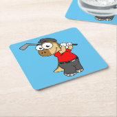 恐竜のパキセファロ遊サウルスのゴルフ。 スクエアペーパーコースター (アングル)