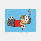 恐竜のパキセファロ遊サウルスのゴルフ。 フリースブランケット (正面(横))