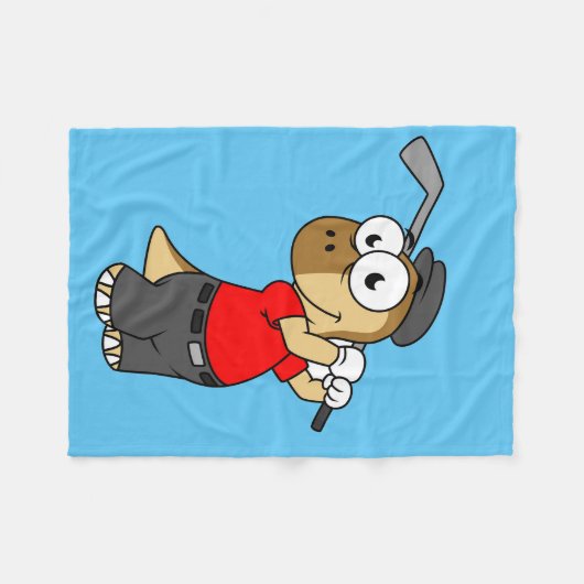 恐竜のパキセファロ遊サウルスのゴルフ。 フリースブランケット (正面(横))