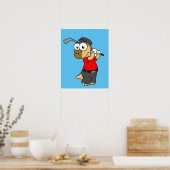 恐竜のパキセファロ遊サウルスのゴルフ。 ポスター (キッチン)