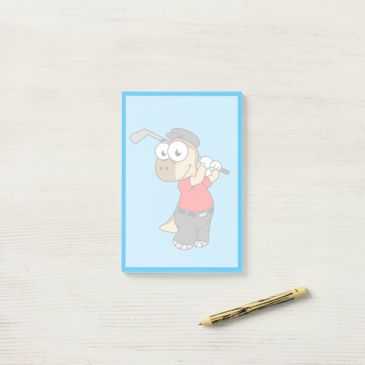 恐竜のパキセファロ遊サウルスのゴルフ。 ポストイット (デスク上)