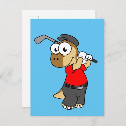 恐竜のパキセファロ遊サウルスのゴルフ。 ポストカード (正面/裏面)