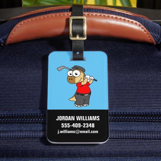 恐竜のパキセファロ遊サウルスのゴルフ。 ラゲッジタグ (正面インサイチュ2)