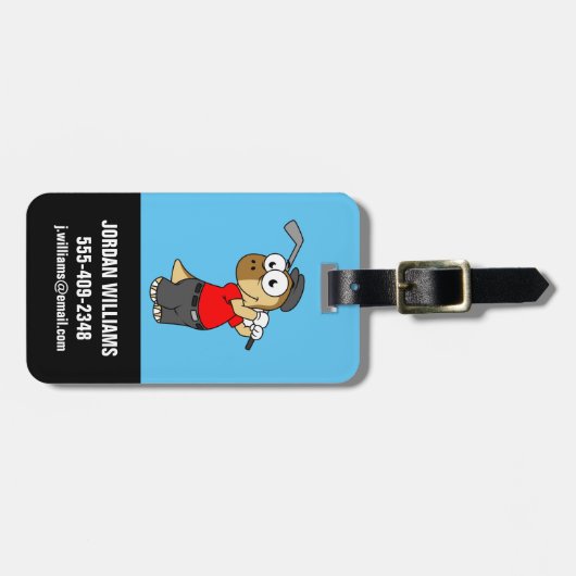 恐竜のパキセファロ遊サウルスのゴルフ。 ラゲッジタグ (正面横)