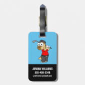 恐竜のパキセファロ遊サウルスのゴルフ。 ラゲッジタグ (裏面縦)