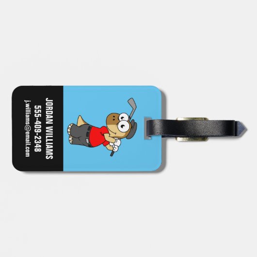 恐竜のパキセファロ遊サウルスのゴルフ。 ラゲッジタグ (裏面横)