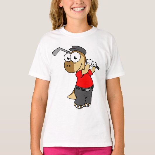 恐竜のパキセファロ遊サウルスのゴルフ。 Tシャツ (正面)