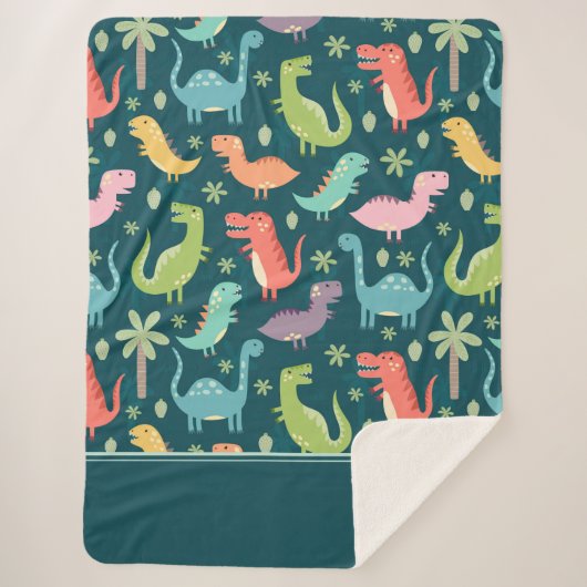恐竜のパタモノグラムのーン シェルパブランケット (正面)