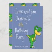 恐竜のパターンかわいい男の子の年齢誕生日 招待状 (正面/裏面)