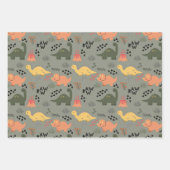 恐竜のパターンの子供 ラッピングペーパーシート (正面3)