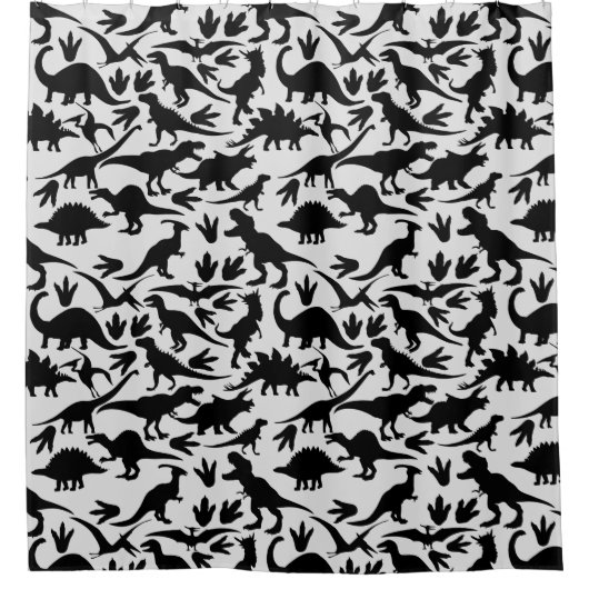 恐竜のパターン01 b.白BG シャワーカーテン (正面)
