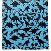 恐竜のパターン01 b.LブルーBG シャワーカーテン (正面)