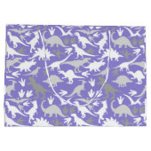 恐竜のパターン01A LPurple BG ラージペーパーバッグ (裏面)