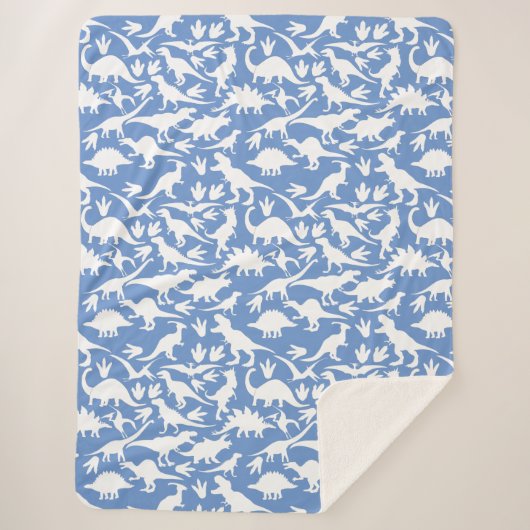 恐竜のパターン01w.LBlue BG シェルパブランケット (正面)