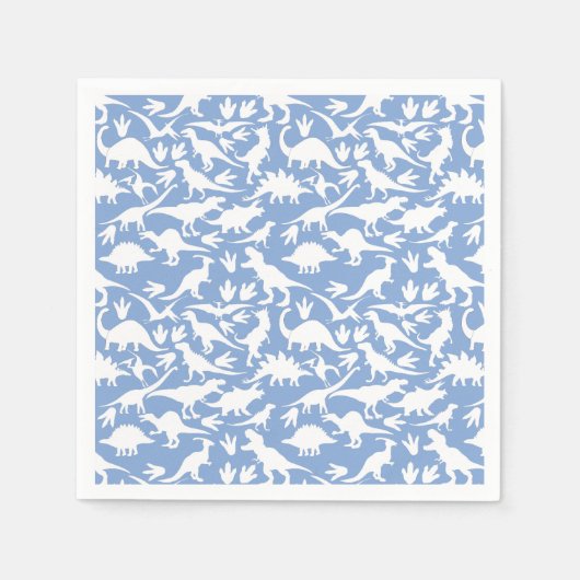 恐竜のパターン01w.LBlue BG スタンダードカクテルナプキン (正面)
