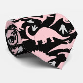 恐竜のパターン05.P.黒BG ネクタイ (ロール)