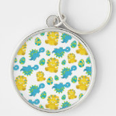 恐竜のパターン、かわいい恐竜、ベビーDino キーホルダー (正面)