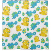 恐竜のパターン、かわいい恐竜、ベビーDino シャワーカーテン (正面)