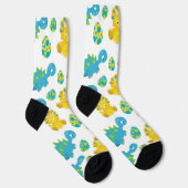 恐竜のパターン、かわいい恐竜、ベビーDino ソックス (右)