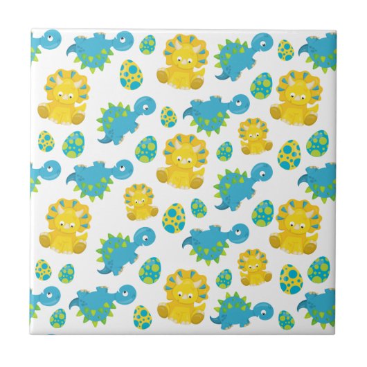 恐竜のパターン、かわいい恐竜、ベビーDino タイル (正面)