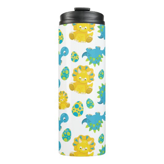 恐竜のパターン、かわいい恐竜、ベビーDino タンブラー (正面)