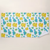 恐竜のパターン、かわいい恐竜、ベビーDino ビーチタオル (正面)