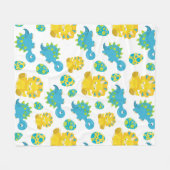 恐竜のパターン、かわいい恐竜、ベビーDino フリースブランケット (正面(横))