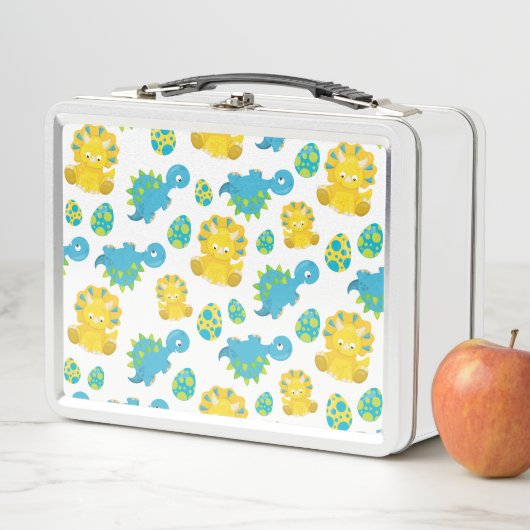 恐竜のパターン、かわいい恐竜、ベビーDino メタルランチボックス (インサイチュ)