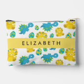 恐竜のパターン、可愛い恐竜、あなたの名前 アクセサリーポーチ (裏面)