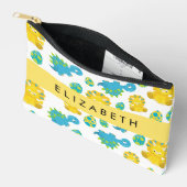 恐竜のパターン、可愛い恐竜、あなたの名前 アクセサリーポーチ (見開き)